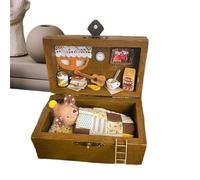 Wooden Miniature Doll House,Miniature Building Kits | Wooden Handmade Realistic Animals In Boxes Design Craft Scene Toy Collectibles, Model Scenery Decor