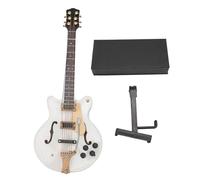 Wooden Miniature Guitar with Case, Mini Musical Instrument Model, Handcrafted Hollow Replica for Home Decoration, Collectible Wood Guitar Ornament for Music Lovers