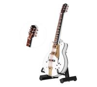 Wooden Miniature Guitar with Stand and Case, Miniature Guitar Model Mini Musical Instrument Classic Guitar Ornament for Homr Office
