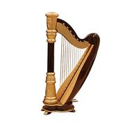 Wooden Miniature Harp with Case Mini Musical Instrument Model Vintage Dollhouse Home Decorations Mini Ornament Dollhouse Musical