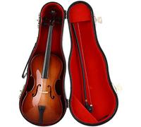Wooden Miniature Violin Model, Bow and Case Mini Musical Instrument Cello Replica, Handcrafted Holiday Decoration for Home Coffee House Decoration Friend