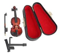 Wooden Miniature Violin Model, Mini Violin Musical Instrument with Stand Case Dollhouse Accessories Decor Gift Home Decoration for Birthday Valentine's Day Gift