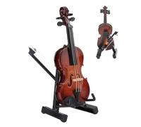 Wooden Miniature Violin Model - Violin Musical Instrument Miniature with Stand | Wooden Craft Home Accessory Decoration for Bedroom Study