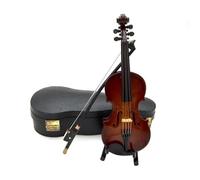 Wooden Miniature Violin Model With Support Case Mini Musical Instrument Decoration(12cm)