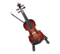 Wooden Miniature Violin Ornament with Display Stand for Desk Decor
