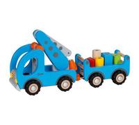 Wooden Mobile Crane & Trailer Childrens Toy Construction Colour Block Set