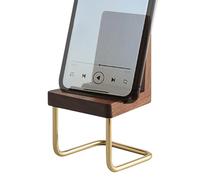 Wooden Mobile Phone Holder - Chair Shape Made of Walnut Wood & Brass, Two Angles Adjustable, for Watching, Working & Storage, Ideal for Desk, Living Room & Gift