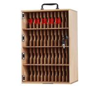 Wooden Mobile Phone with 12/24/36/48/60 Compartments Clear Acrylic Storage Box for Workshop Use Employee Desk (Wood Color 12)