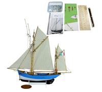 Wooden Model Kit in 1:50 Scale of the Classic, Highly Complex Lucy Fishing Boat with Two Masts, Customisable with Graffiti (Tools, Brushes and Paints Not Included)