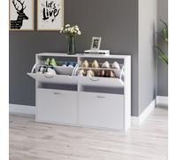 Wooden Modern Design 4 Drawer Shoes Cabinet Pull Down Shelf Storage Organiser - White