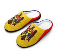 Wooden Moldova Flag Men's Cotton Slippers Winter Warm Slip-on House Shoes with Anti-Skid Rubber Sole 13-14（46-47）