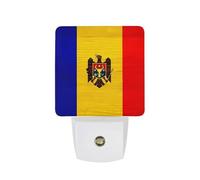 Wooden Moldova Flag Stylish Night Lights Plug Into Wall Smart LED Sensor Light for Bedroom Kitchen