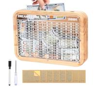 Wooden Money Box,No Installation Required,with Savings Target & Number Ticks - Reusable Storage Piggy Bank for Adults and Kids to Build Saving HabitsHabit