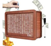 Wooden Money Box, Savings Challenge Money Box Bank Cash, Cash Vault Wooden Savings Box With Counter, Cash Saver Box with Money Target and Numbers, Birthday Gift Saving Challenge Box (£5000)