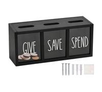Wooden Money Box, Wall Mounted Spend Save Give Piggy Bank For Kids | Creative Saving Money Jar Cash Savings Box For Boys Girls Students Pupils Young Children