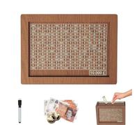 Wooden Money Box With Counter, Savings Challenge Box for Cash & Coins, Budget Tracker & Coin Bank with Goal Tabs, Financial Literacy Tool for Kids, Teens & Adults (10000)
