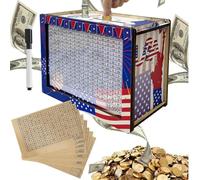 Wooden Money Box with Counting Target - Wooden Challenge Money Bank 10000 Dollar Cash Vault, Reusable Money Box Cash Saving with Money Target for Kids