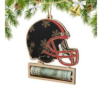 Wooden Money Holder in the Shape of a Football Helmet - Creative Wooden Party Supplies in Helmet Shape, Christmas Helmet Money Holder Ornament - For Birthday, Halloween, Holidays, New Year, Adults