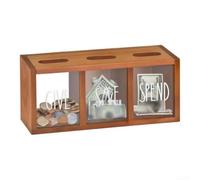 Wooden Money Saving Box For Kids 25x9x11cm Three Compartment System | Made from wood Measures 25x9x11cm Includes Save Spend Invest slots Teaches budgeting skills and visual money management