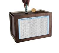 Wooden Money Saving Box with Display Chart, 100000 Rupees Goal Tracker, Wooden Money Piggi Bank for Money Box, Coin Box with Carved Design