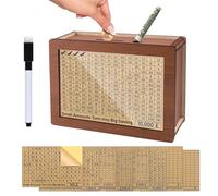 Wooden Money Saving Box, Wood Money Cash Coin Jar, Reusable Money Saving Box With Acrylic Plate & Erasable Pen, Money Counter for Kids Adults 500/1000/2000/3000/5000/10000/DIY Target Stickers