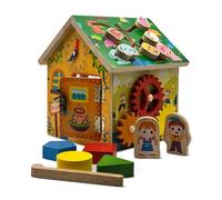 Wooden Montessori Activity Cube Toy - 6-in-1 Educational Learning Cube for Toddlers - Shape Sorting, Bead Maze, Clock & More - Suitable for 1-3 Year Olds Kids Birthday Gifts