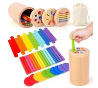 Wooden Montessori Baby Toddler Toys: 3 in 1Learning Fine Motor Skills Juguetes, Educational Color Sorting Fidget Sensory Toys for Toddlers 1-3, Object Permanence Cause and Effect Boys Girls Gifts