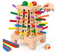 Wooden Montessori Board Game for Kids 4-6, Classic Pyramid Ball Drop Dice Game, Educational Learning Toy Fine Motor Skills Toy for 3 4 5 6 Years Old, Perfect Family Game Night Gifts for Boys Girls