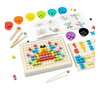 Wooden Montessori Math Learning Toy - Arithmetic Bead Set with Numbers, Chopsticks & Spoons for Early Counting & Fine Motor Skills Development