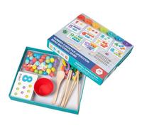 Wooden Montessori Math Learning Toy - Arithmetic Bead Set with Numbers, Chopsticks & Spoons for Early Counting & Fine Motor Skills Development