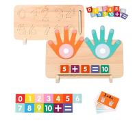 Wooden Montessori Math Toys for 3-6 Year Olds-Number Counting Blocks with Tracing Board,Educational Finger Arithmetic Set for Toddlers Preschool Learning Toy Gift for Boys & Girls (Style-Double sided)