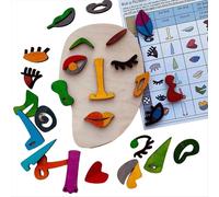 Wooden Montessori Puzzles, 26 Part Picasso Modern Art Puzzle, Colored Face Educational Stem Toy -Wooden Toddler