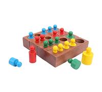 Wooden Montessori Sensory Toys Logical Thinking Cylinder Socket Block Set for Early Learning Baby Gift, 4 Bases 20 Cylinders, Suitable for 36 Months +