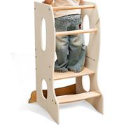 Wooden Montessori Toddler Tower - Montessori Learning Step Stool with Adjustable Height - Safe Toddler Standing Tower for Cooking, Play & Activities