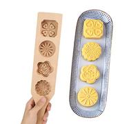 Wooden Mooncake Mold, 4 Flower Pattern DIY Moon Cake Press Carved Baking Cookie Mold for Biscuit Chocolate Ice Candy Cake Shop Dessert Shop Kitchen Home Tools