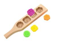 Wooden Mooncake Mold DIY 4 Flower Shapes Handmade Pastry Mold Festival Mould Press Molds Biscuit Cookie Cake Molds Pumpkin Pie Green Bean Mould for Home Kitchen Cake Shop Dessert Shop