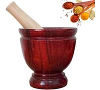 Wooden Mortar and Pestle, Manual Natrua Wooden Mortar and Pestle Set 6 Inch Safe Thai kitchen Tool for Grinding Herb Garlic Papaya Salad