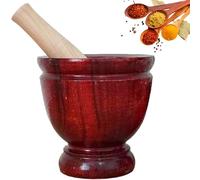 Wooden Mortar and Pestle, Safe Manual Natrua Wooden Mortar and Pestle Set 6 InchThai kitchen Tool for Grinding Herb Garlic Papaya Salad
