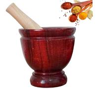 Wooden Mortar and Pestle Set, Wooden Mortar and Pestle, 6 Inch Safe Manual Natrua and Set, Thai Kitchen Tool for Grinding Herb Garlic Papaya Salad