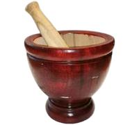 Wooden Mortar, Safe Manual Pestle Grinding Herb Garlic Papaya Salad Som Tum Thai kitchen Tool for Grinding Herb Garlic Papaya Salad/6 Inch