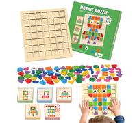 Wooden Mosaic Set - 120 Piece Colourful Geometric Puzzle Early Learning Kit, Tray with Creative Patterns | And Template Boards For School Activities At Approx