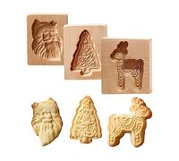 Wooden Moulds, Carved Butter Shaper - Non-Sticky, Reusable, Wooden Baking Tools with Embossed Pattern, Beech Wood Cookie Moulds for Christmas, Butter, Cake
