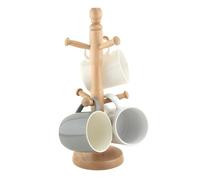 Wooden Mug Tree Holder | Mug Tree 6 Mugs Holder for Kitchen | Mug Holder for Coffee & Tea Cups | Mug Stand Holder Rack with 6 Hooks | Wooden Mug Tree Organiser with Stable Base