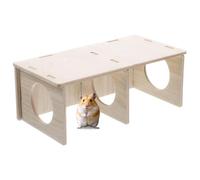 Wooden Multi Chamber Hamster Hide with Roof Platform - 2-Room Small Animal Hideout and Labyrinth House - Essential Hamster Cage Accessories for Syrian, Dwarf Hamsters and Gerbils