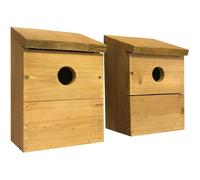 Wooden Multi-Hole Bird Classic Nest Boxes Set of 2