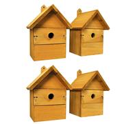 Wooden Birdhouse Garden Nest Boxes with Interchangeable Hole Sizes (Pack of 4)