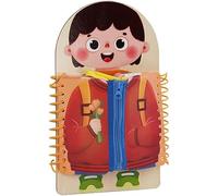 Wooden Multi-Layer Dressing Busy Board, Life Skills Toy for Toddlers