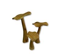 Wooden Mushroom Carving - Set of 3 Flat-Top Toadstools - Approx. 20/25/35cm - Handmade Outdoor Garden Accessories Made From Sustainable Wood - Unique Fairy Garden Feature