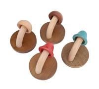 Wooden Mushroom Coat Hooks Wall Mounted Hooks for Hats & Bags with Solid Wood Construction Hand Carved Rustic Brown Entryway Decor (Adhesive)