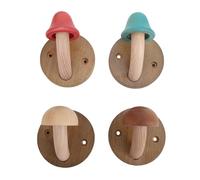 Wooden Mushroom Coat Hooks Wall Mounted Hooks for Hats & Bags with Solid Wood Construction Hand Carved Rustic Brown Entryway Decor (Screw)